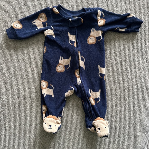 Bundle - Carter's Gray, Navy, and Light Blue Animal Print Footies - Picture 2 of 7